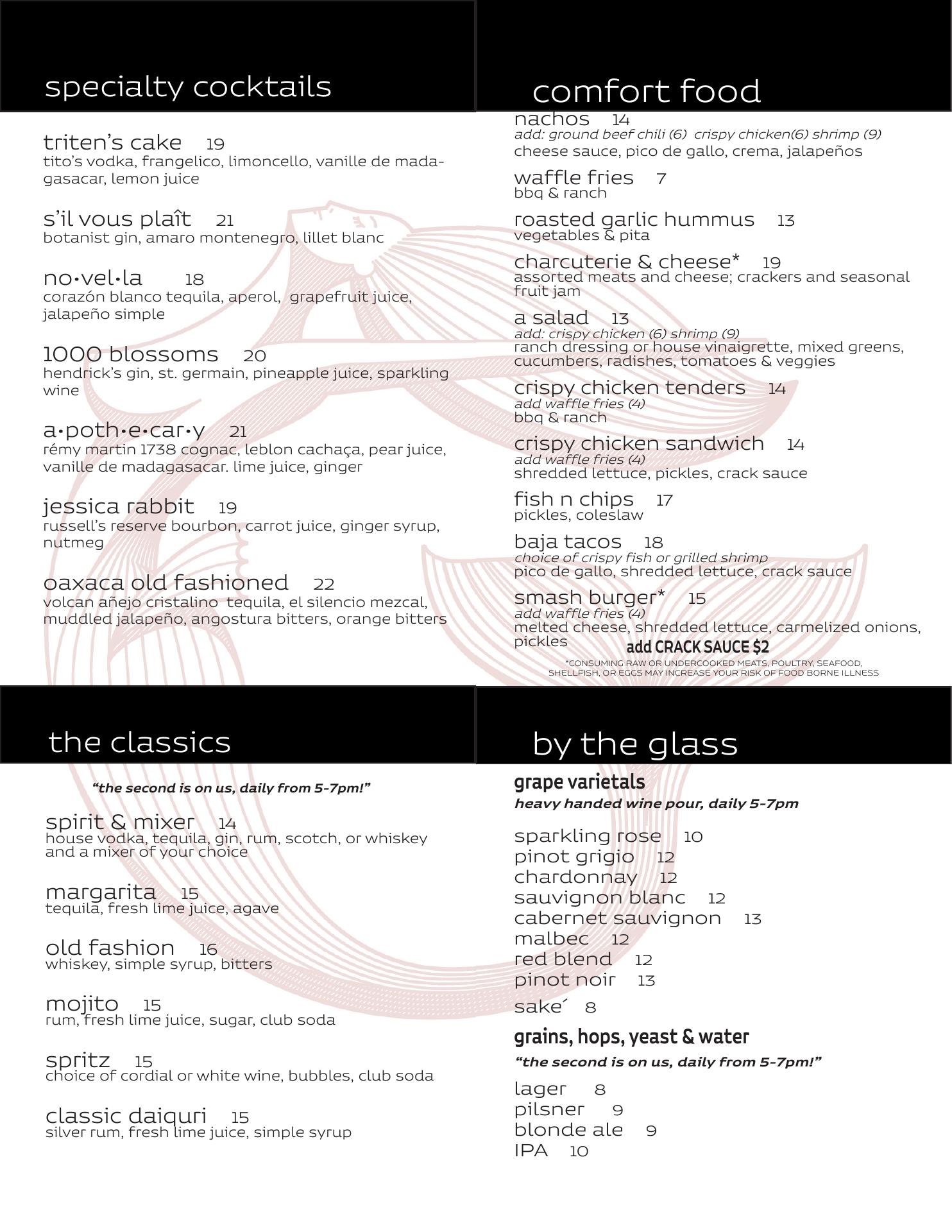 The Greystone Bar Menu