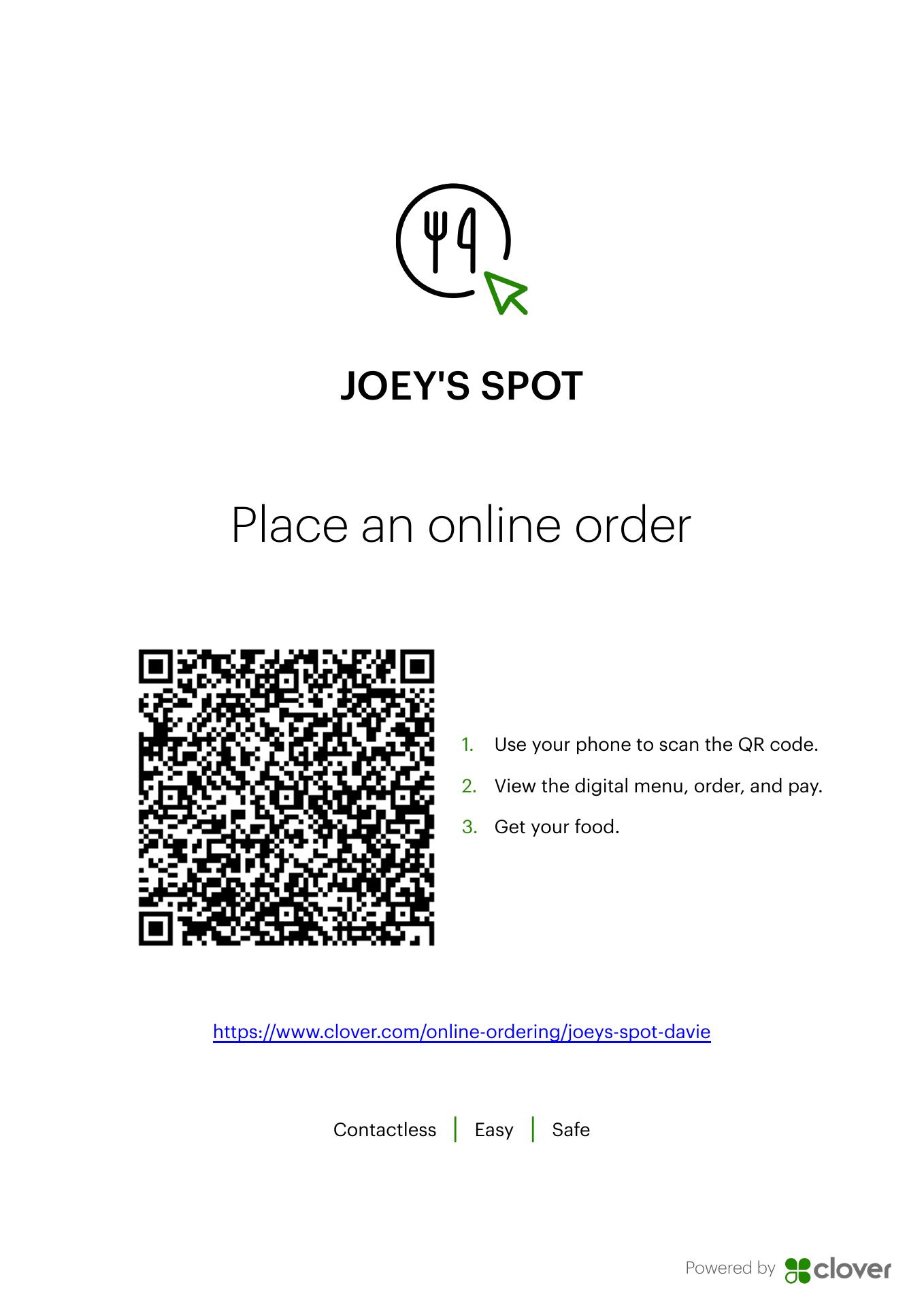 Joey's Spot Menu