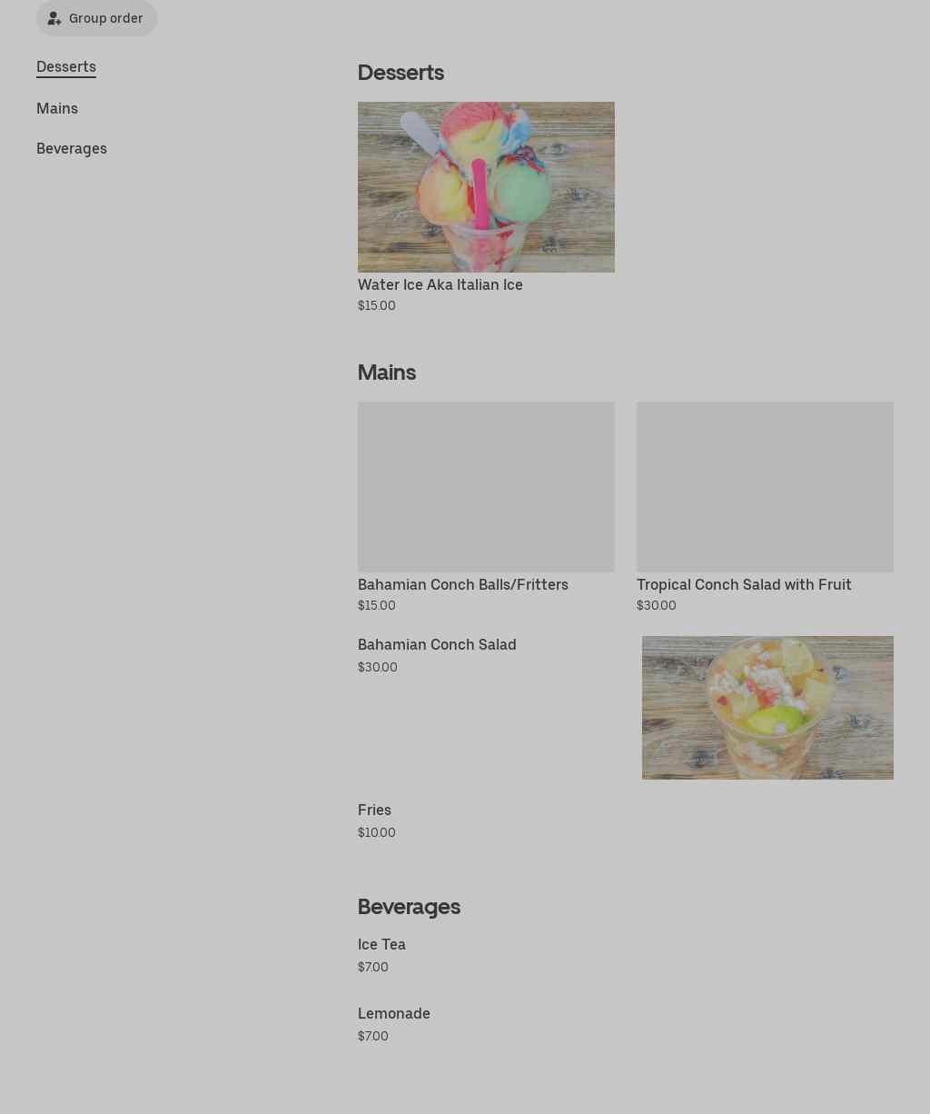 King’s Miami Conch Menu