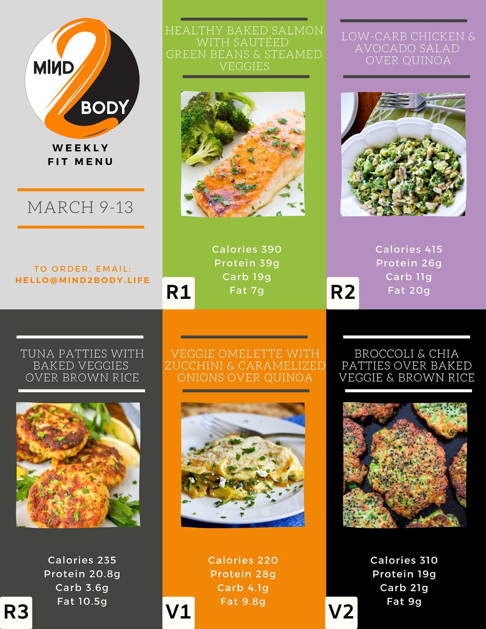 Mind2Body Inc - Nutritionist and Weight Loss Specialist Menu