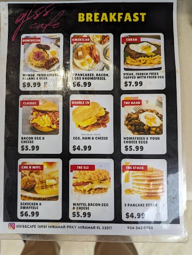 Giss Cafe Menu