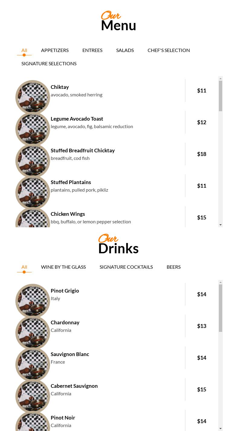 The Katz Restaurant and Lounge Menu