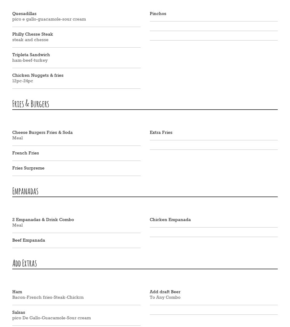 SUNDIAL CAFE Menu