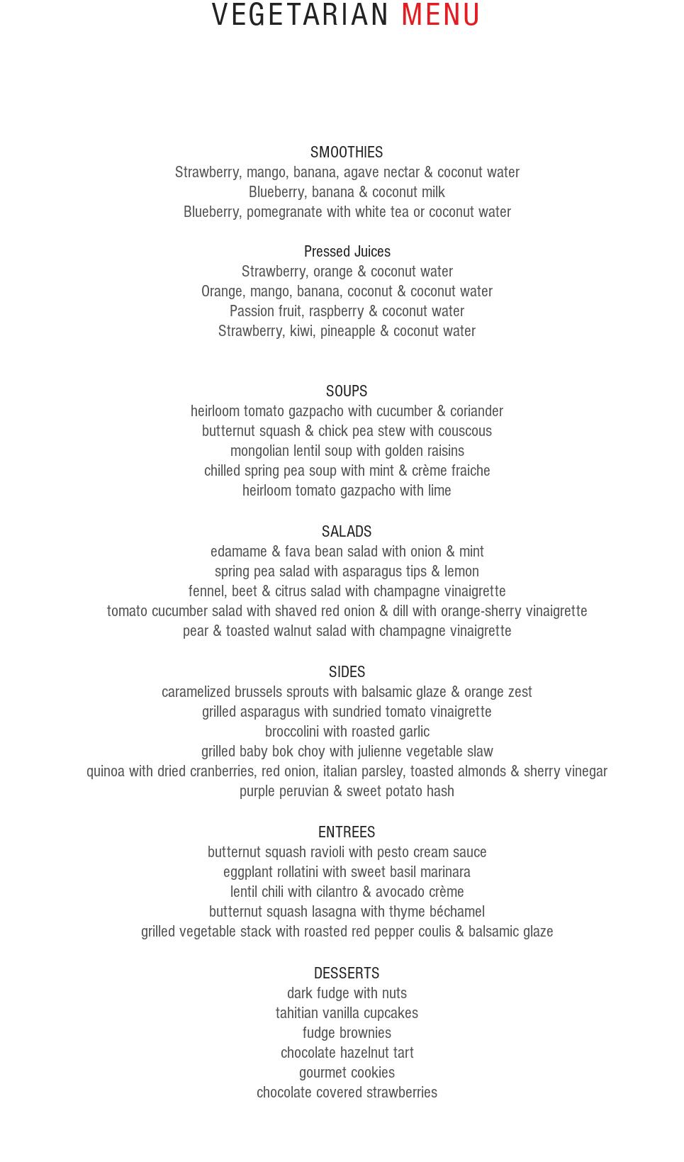 Silver Lining Catering Menu