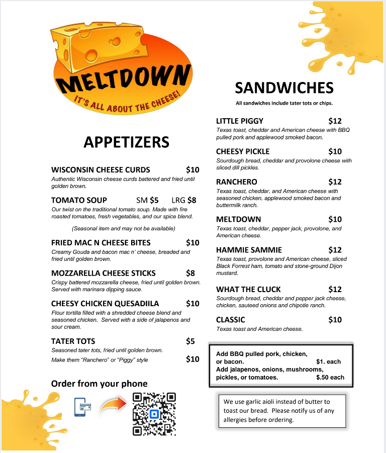 Tidal Brewing Company Menu