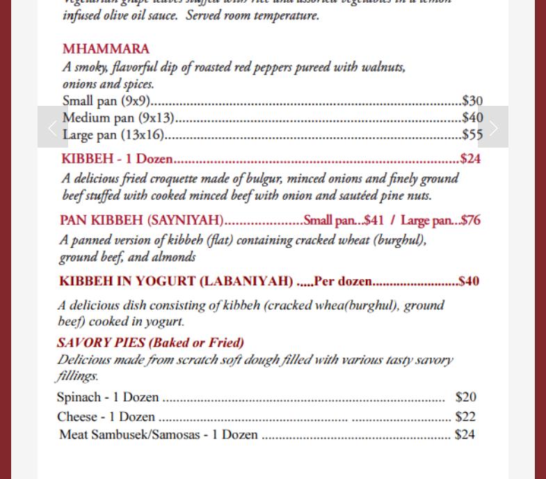 Radiant Hands Kitchen Menu
