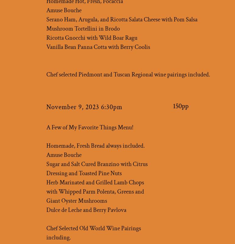 Table Manors Supper Club Menu