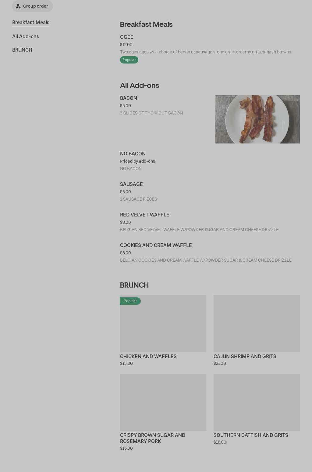 Breakfast in Bed Menu