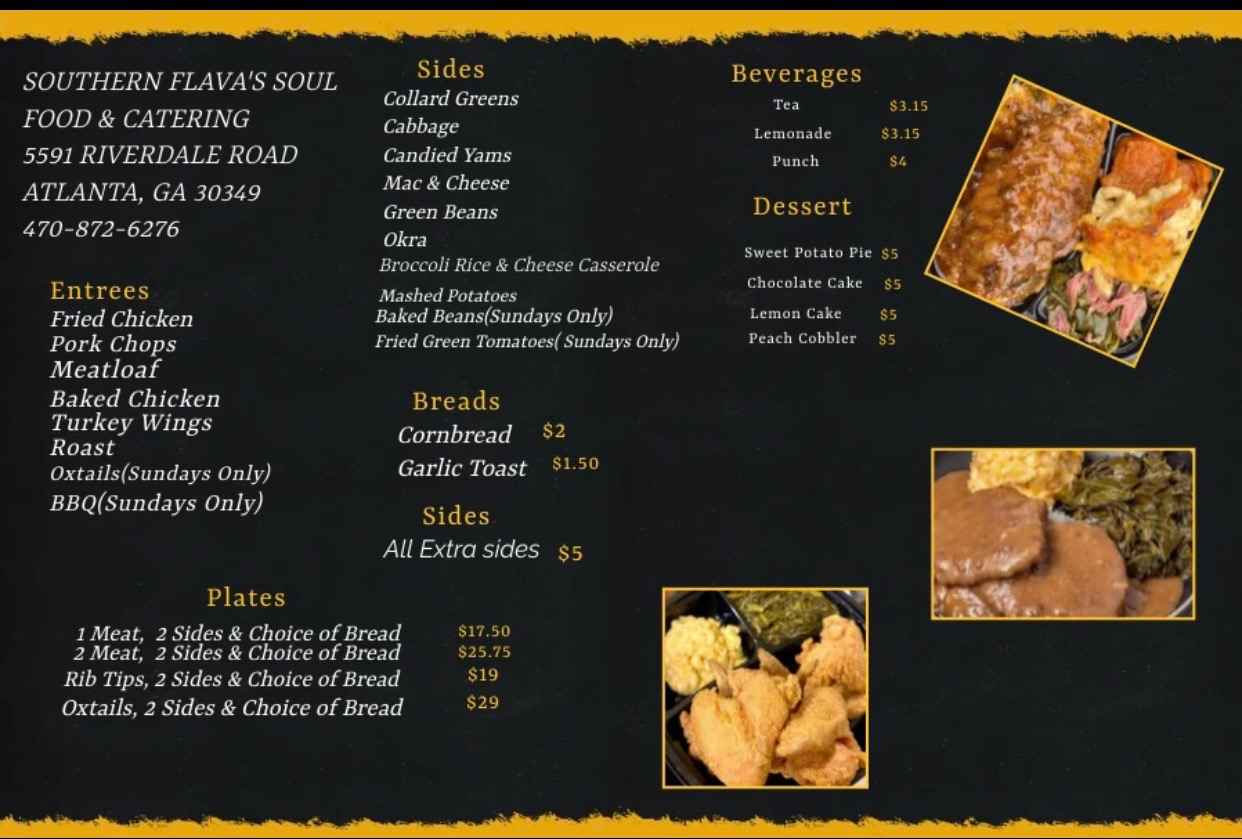 Southern Flavas Soul Food and Catering Menu