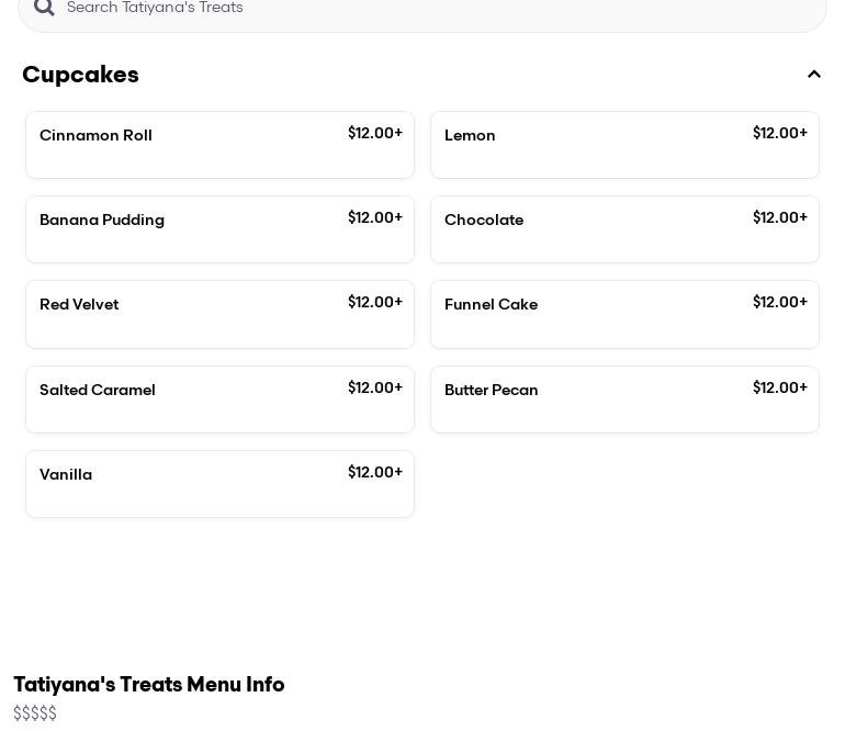 Tatiyana's Treats Menu