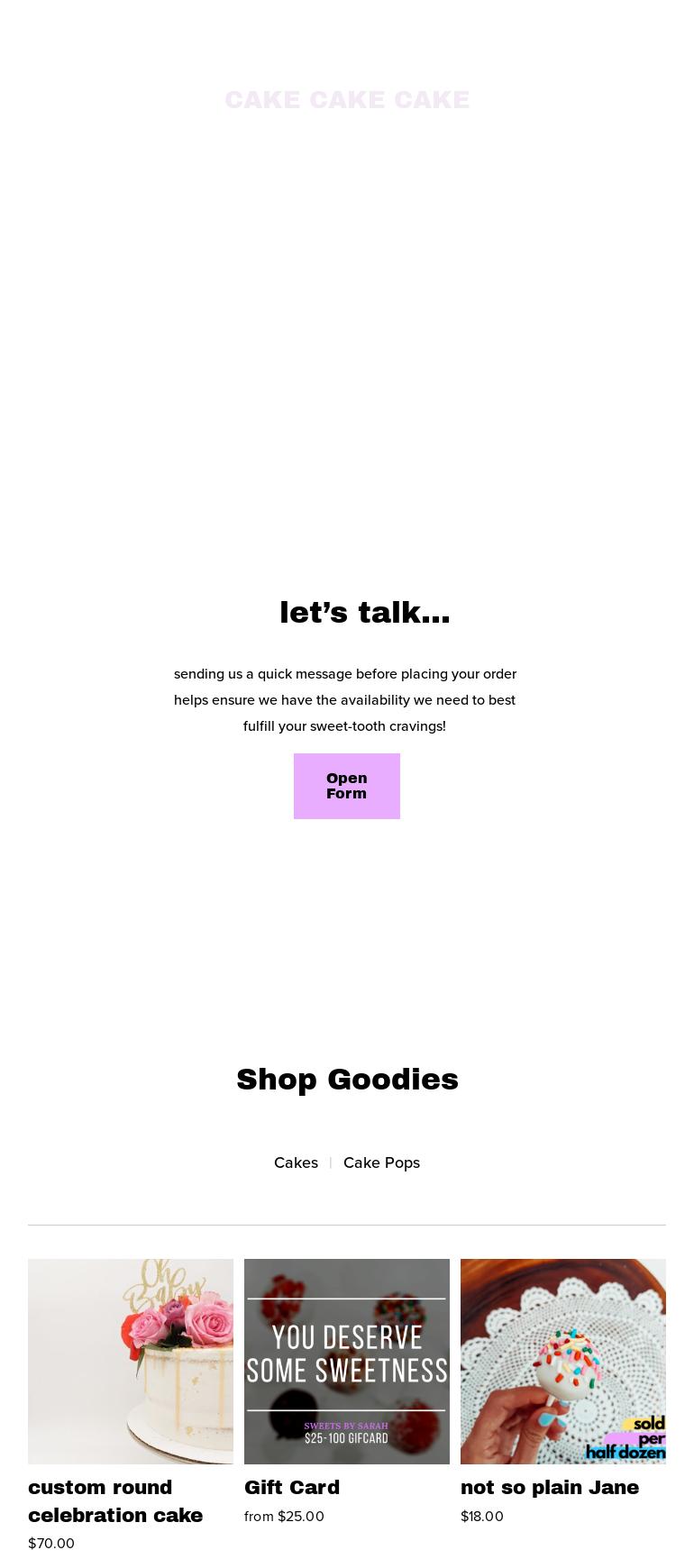 Sweets by Sarah Menu