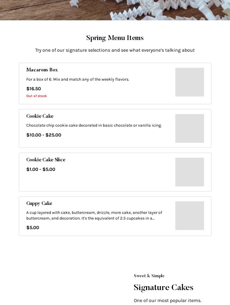 Sweet Southern Creations Menu