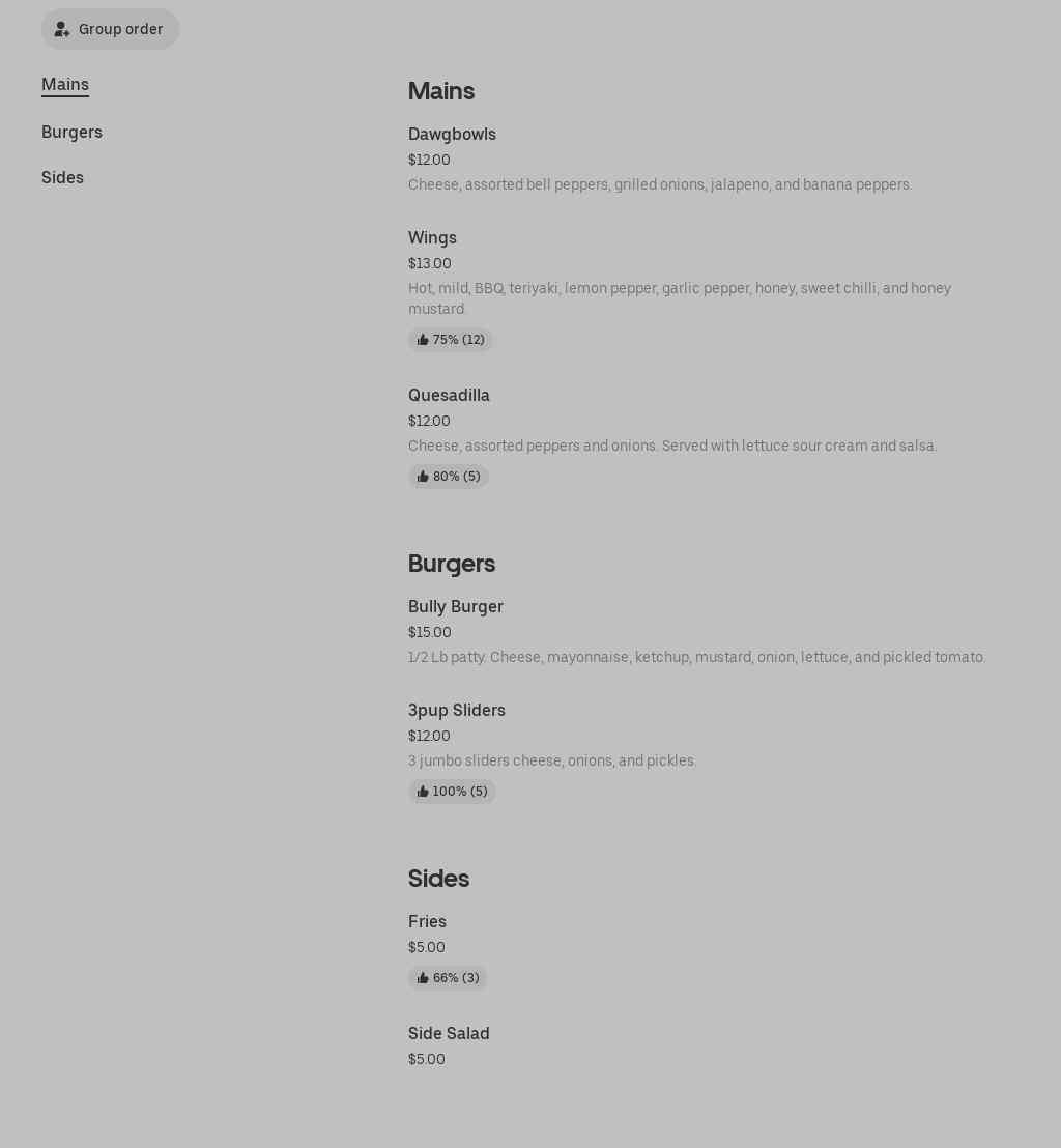 Live Restaurant & Lounge Menu