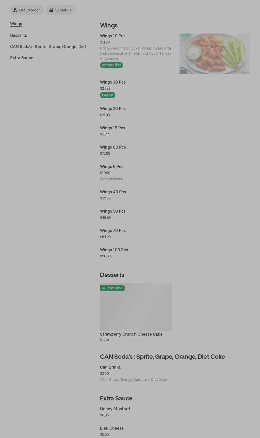 DECATUR WING TRAP Menu