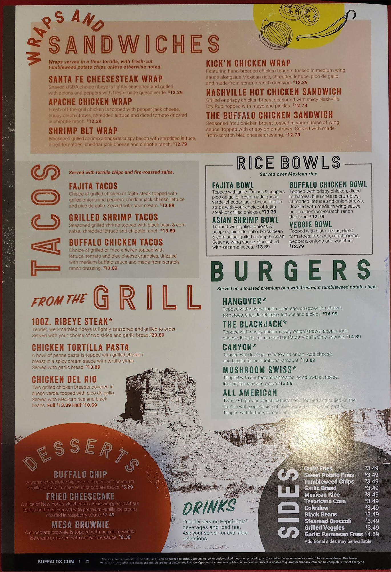 Buffalo's Menu