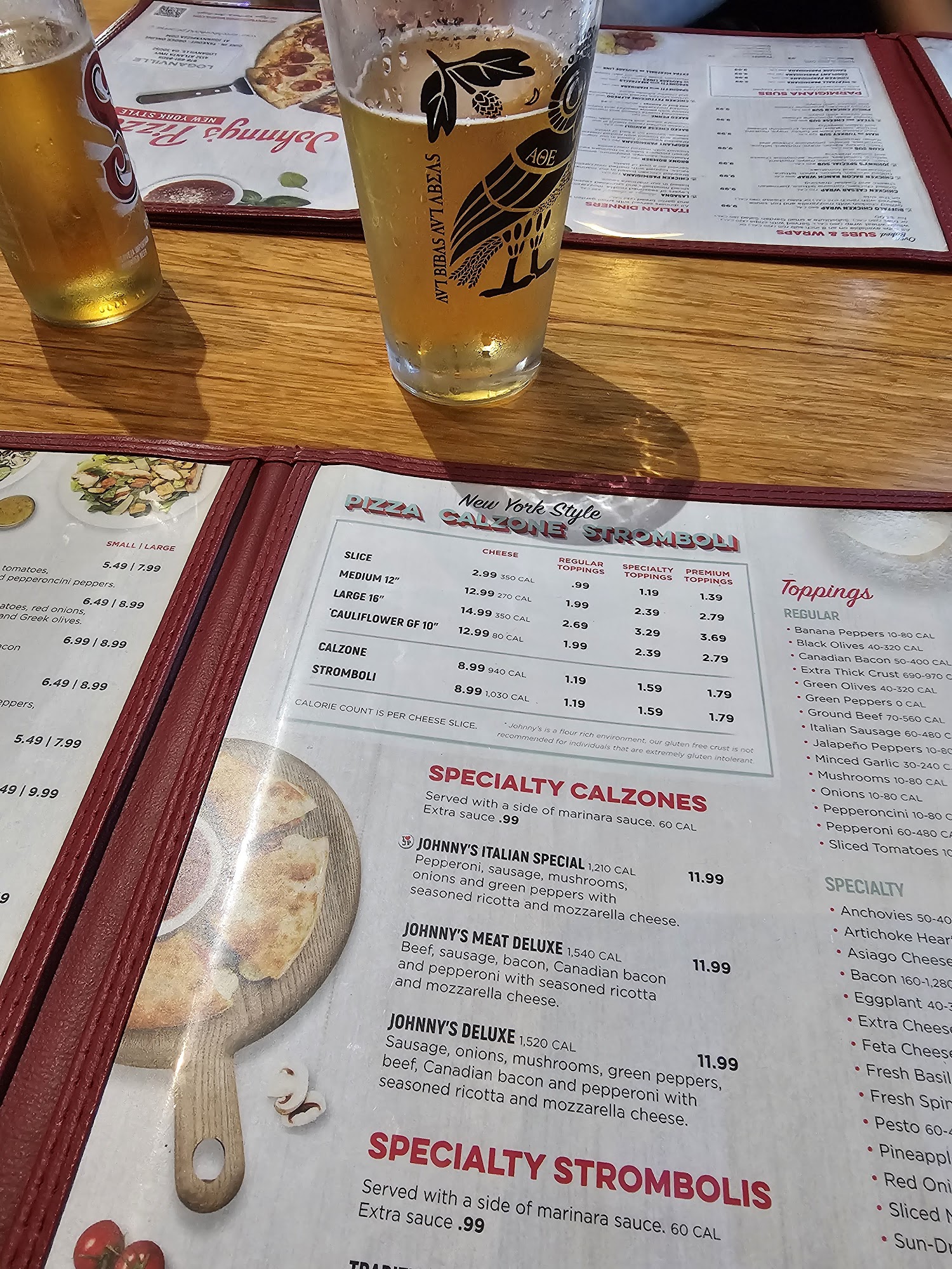 Johnny's New York Style Pizza Menu