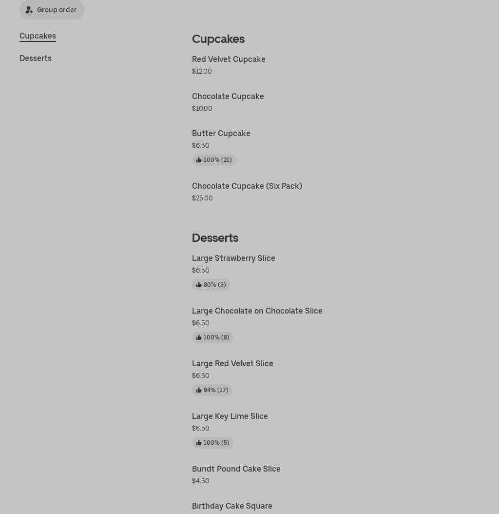 Ms. Polly's Cake Giants Menu