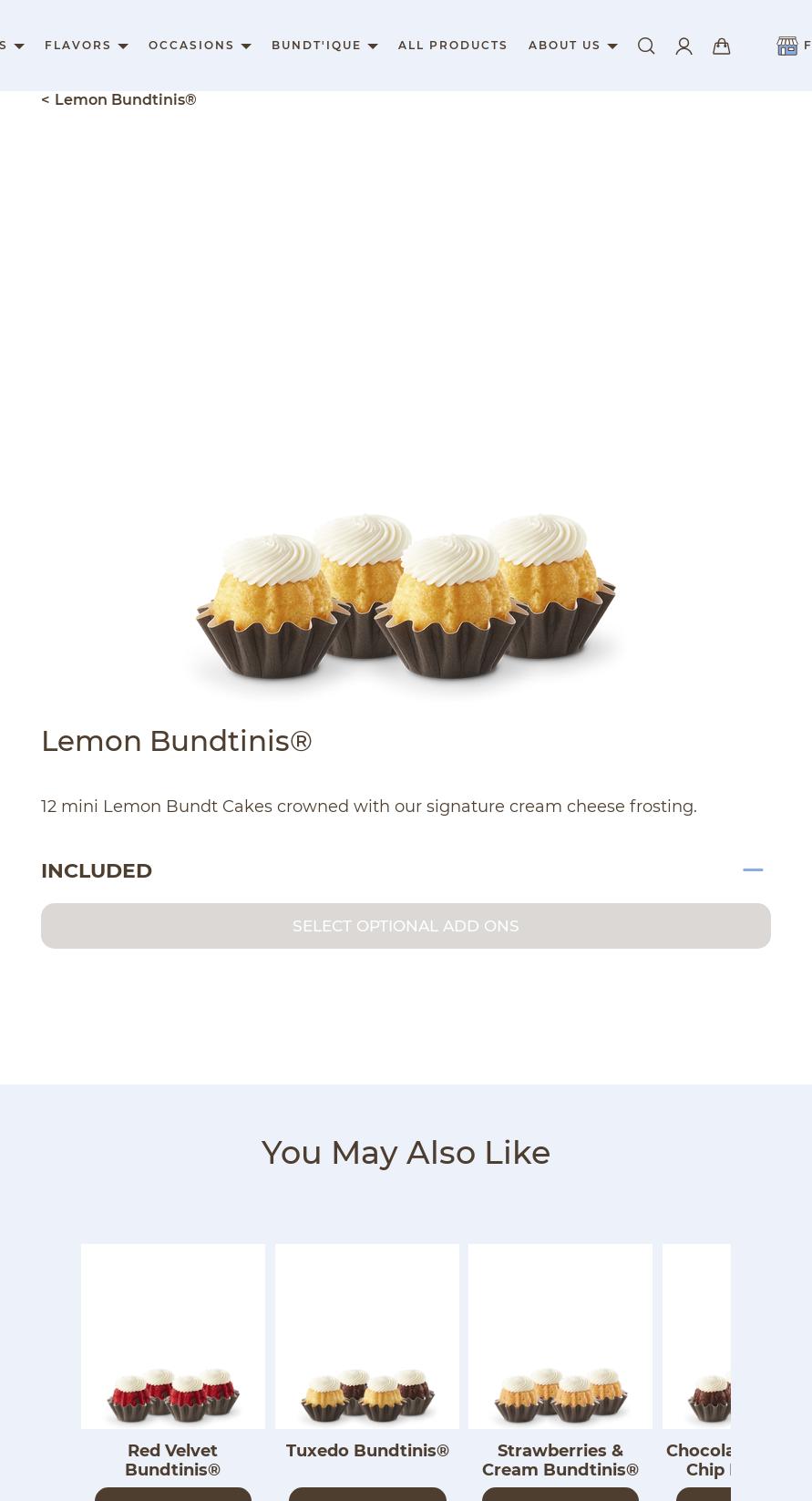 Nothing Bundt Cakes Menu