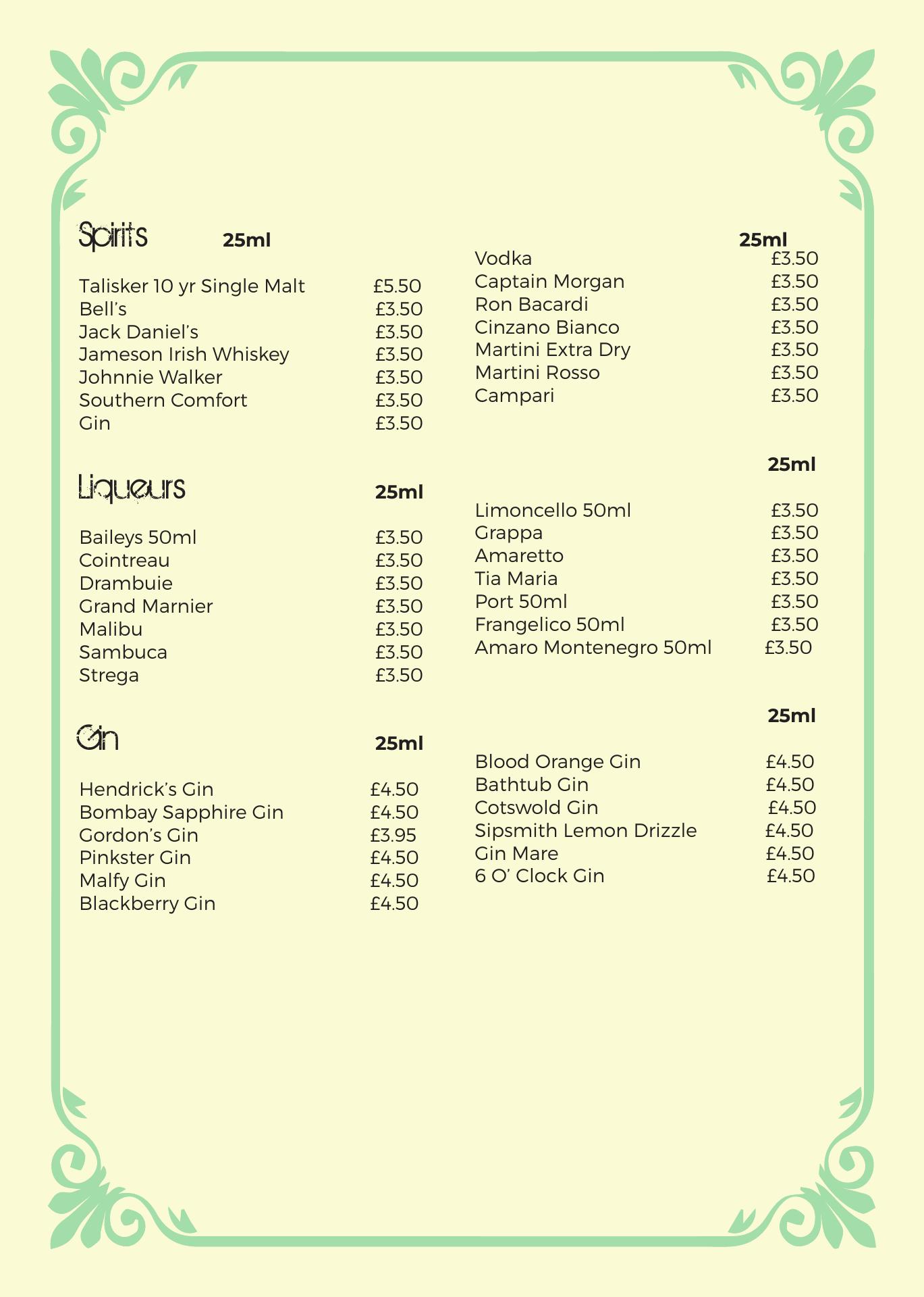 Venezia Italian Restaurant Bourton Menu