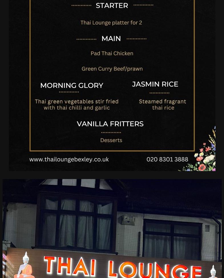 Thai Lounge, Blendon Road, Bexley Menu