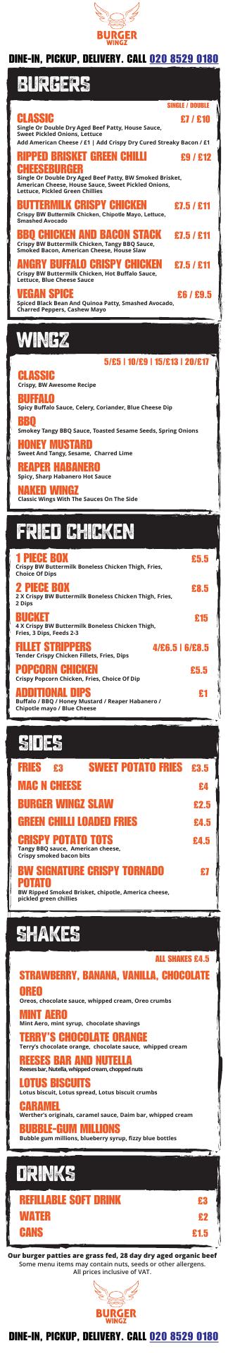 Burger Wingz Menu