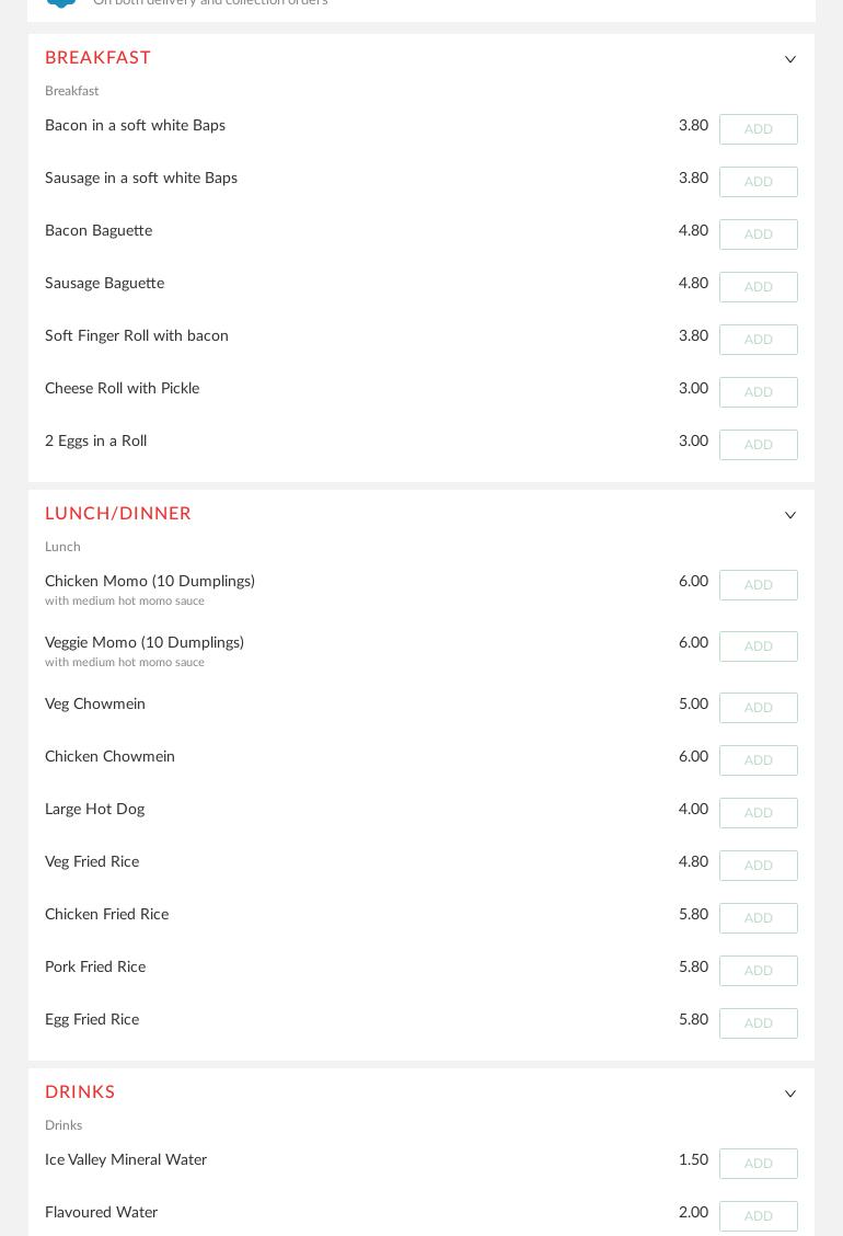 Bill The Baker Menu