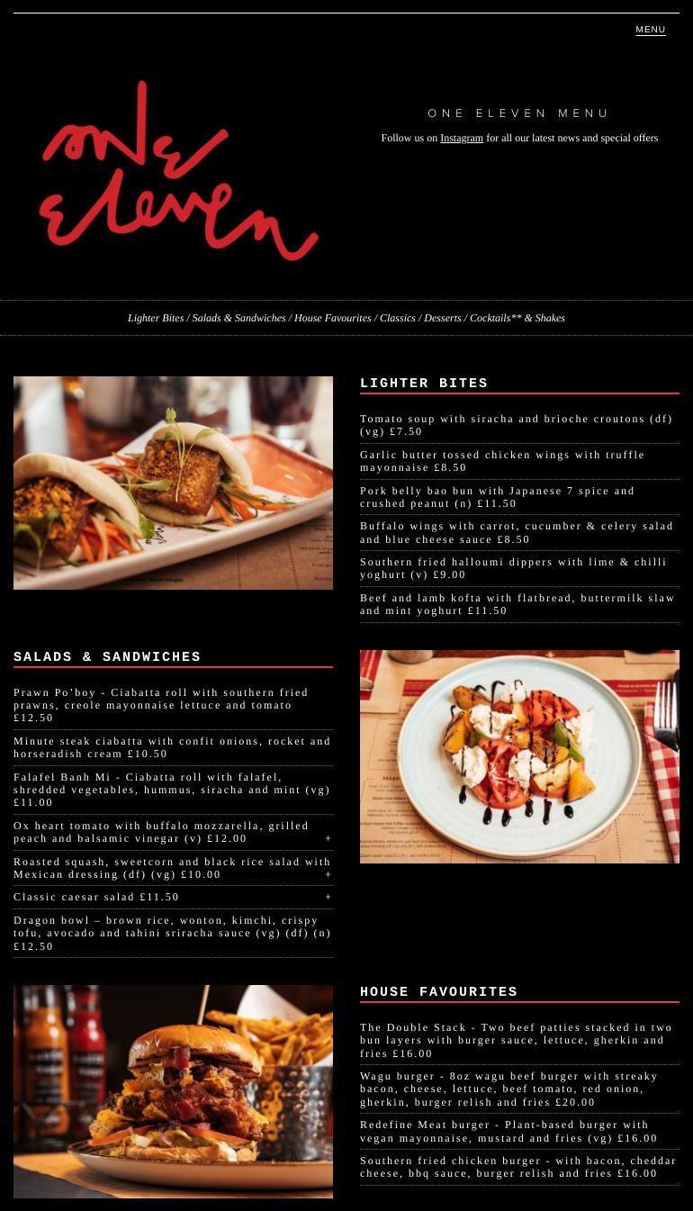 Aviator Brasserie Menu