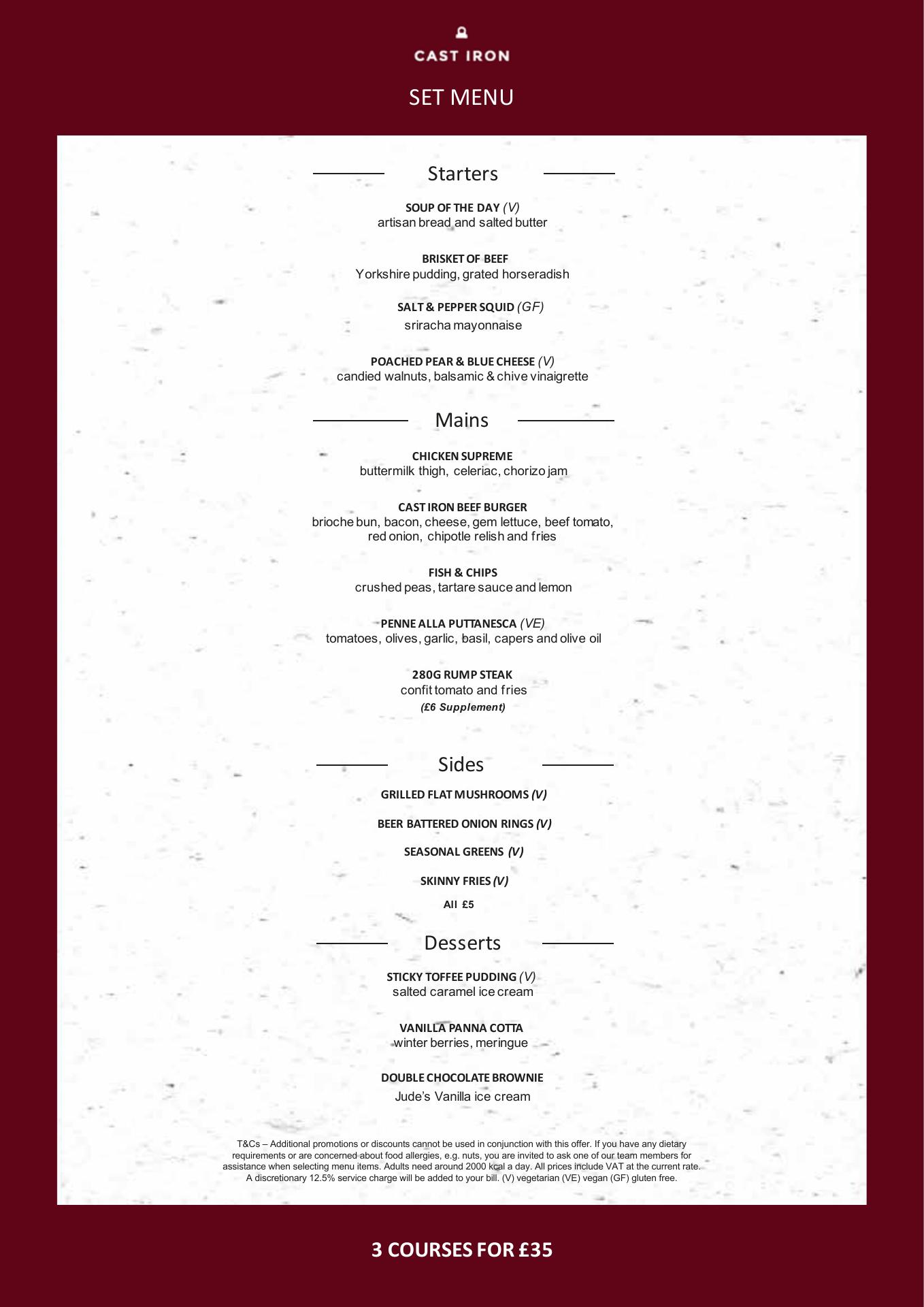 Cast Iron Grill Menu