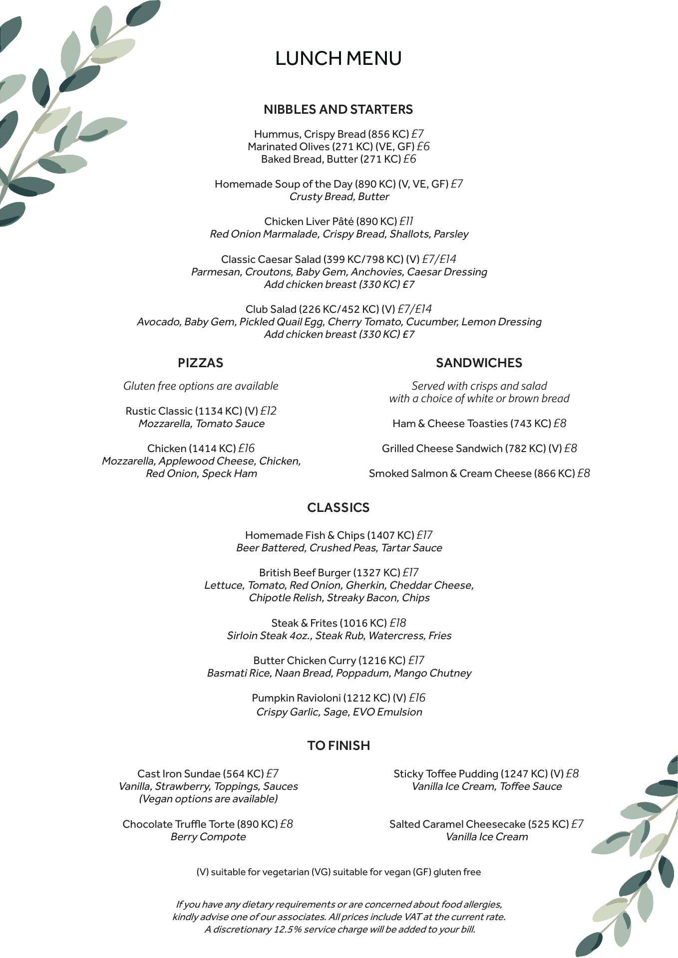 Cast Iron Grill Menu