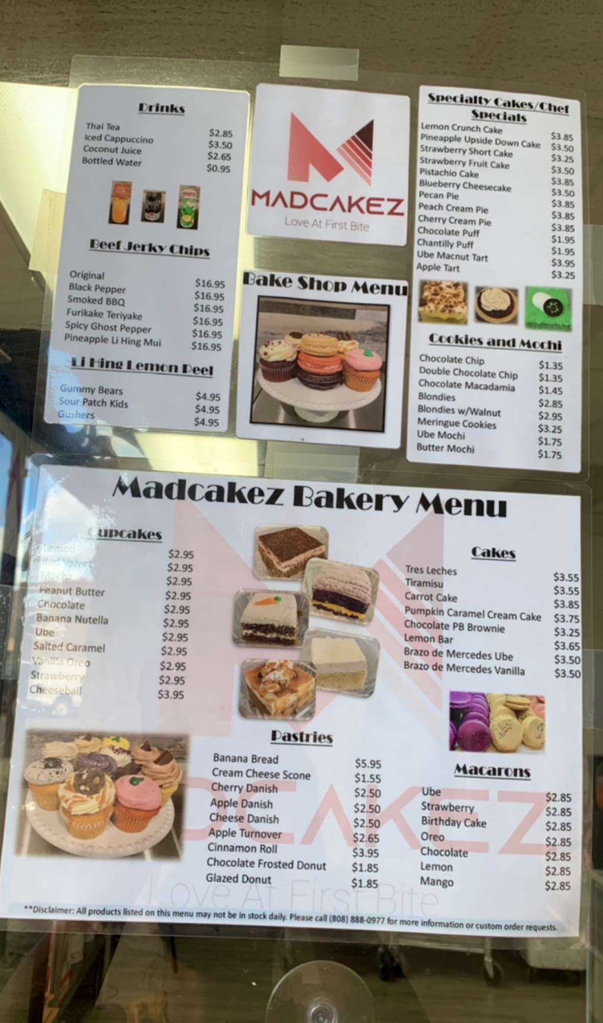Madcakez Menu