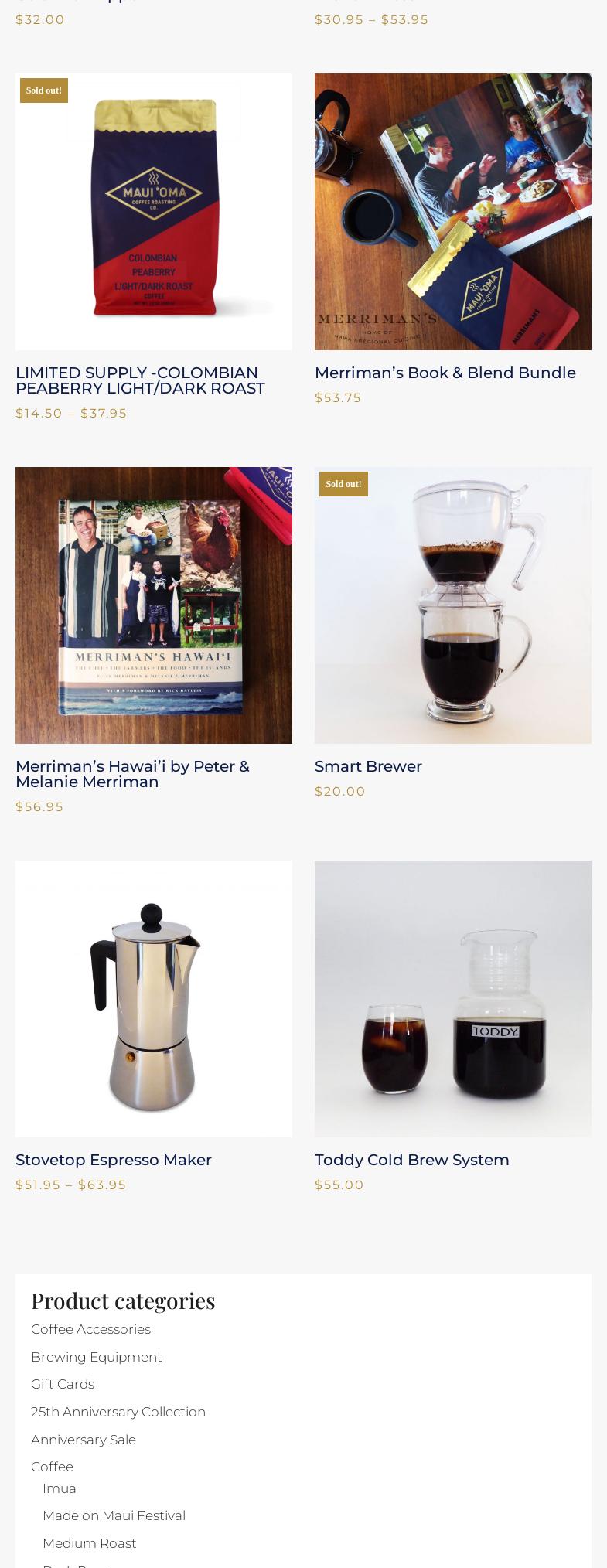 Maui Oma Coffee Roasting Menu