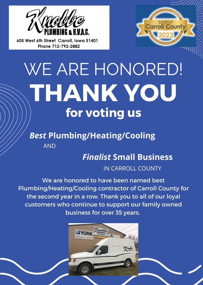 Knobbe Plumbing & HVAC Maple Park, 605 W 6th St, Carroll Iowa 51401