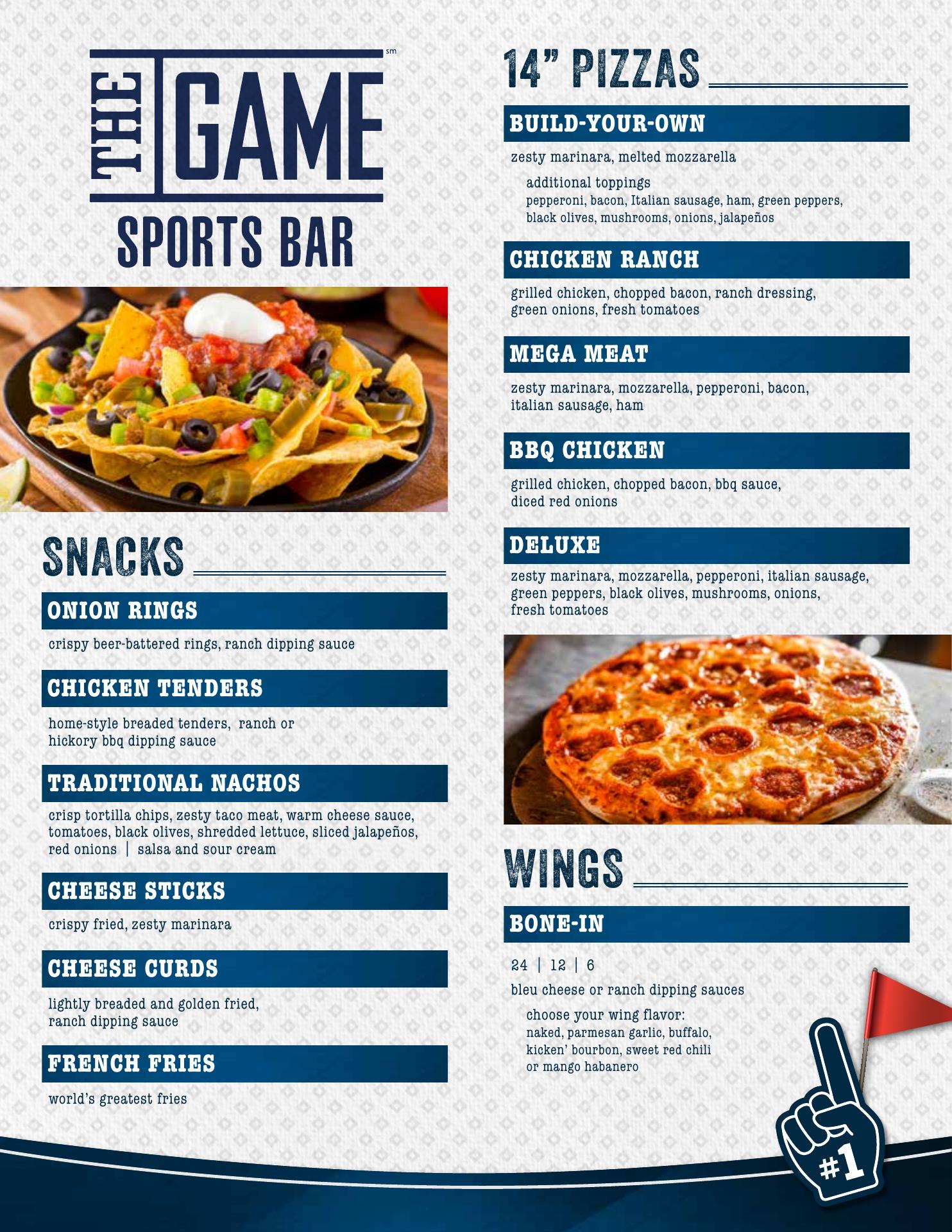 THE GAME SPORTS BAR Menu