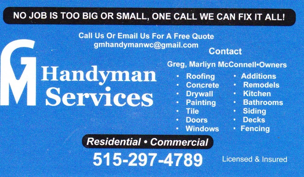 G & M Handyman Services LLC 1231 3rd St, Webster City Iowa 50595
