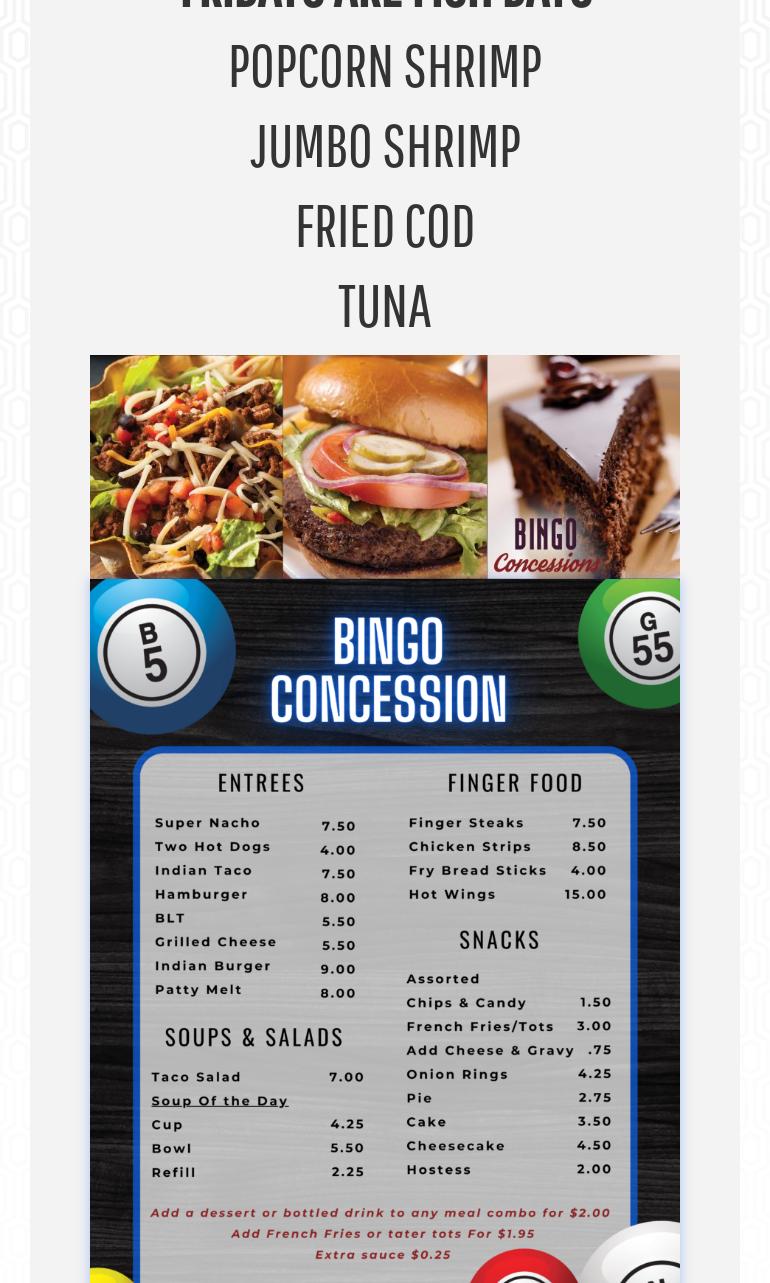 Painted Horse Buffet Menu