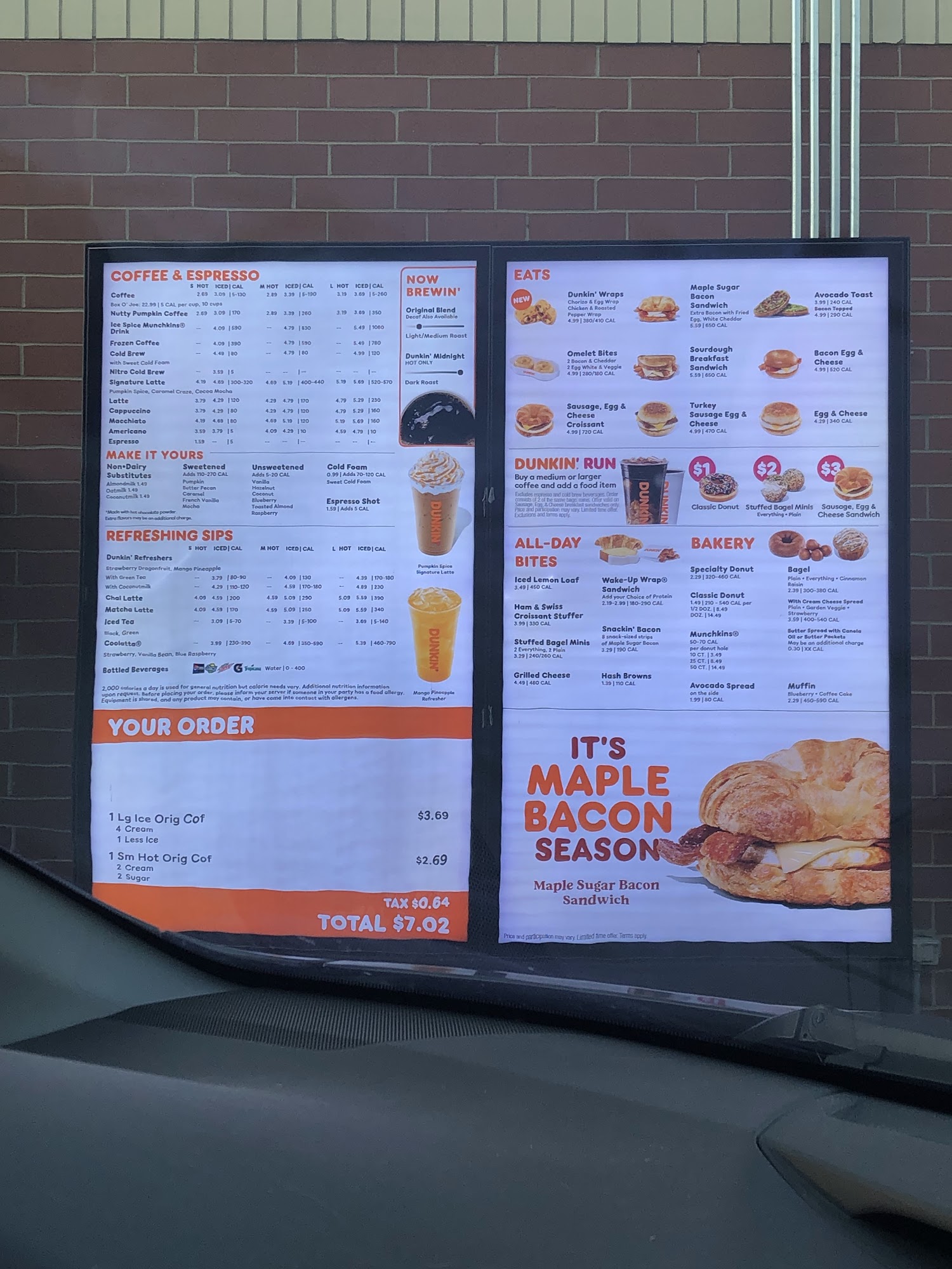 Dunkin' Menu