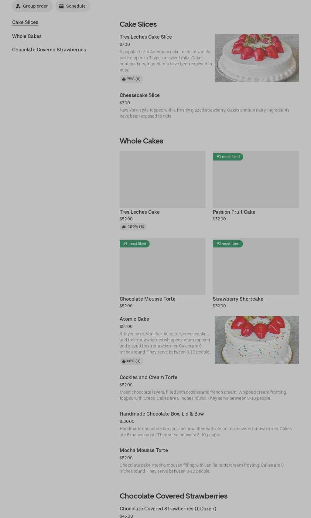 Pierre's Bakery West Menu