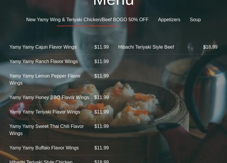 Hot Wok Express Menu
