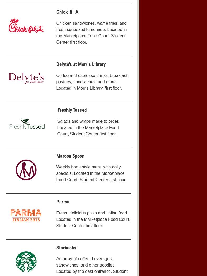 Marketplace Food Court Menu