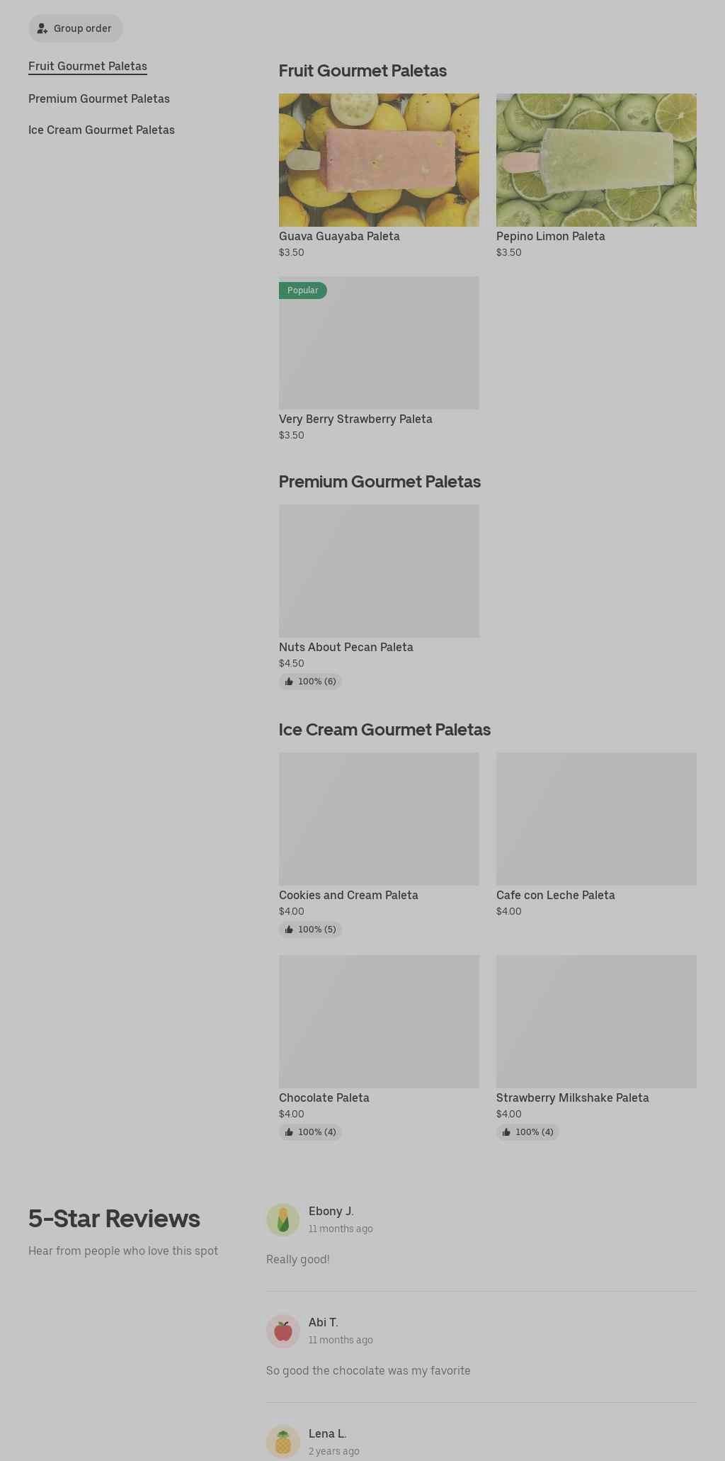 Paleta Factory Menu
