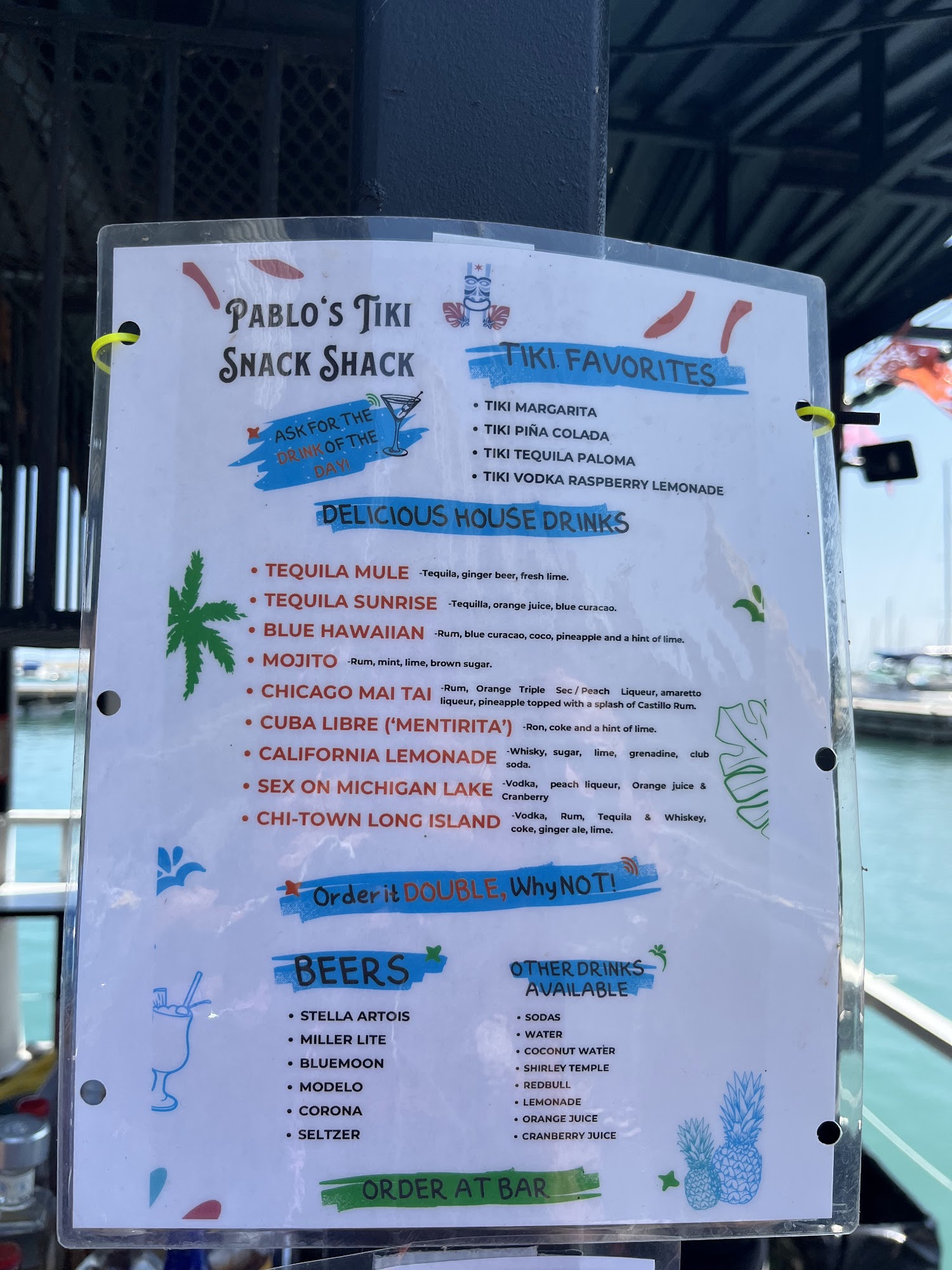 Pablo's Tiki Snack Shack - Lakefront Menu