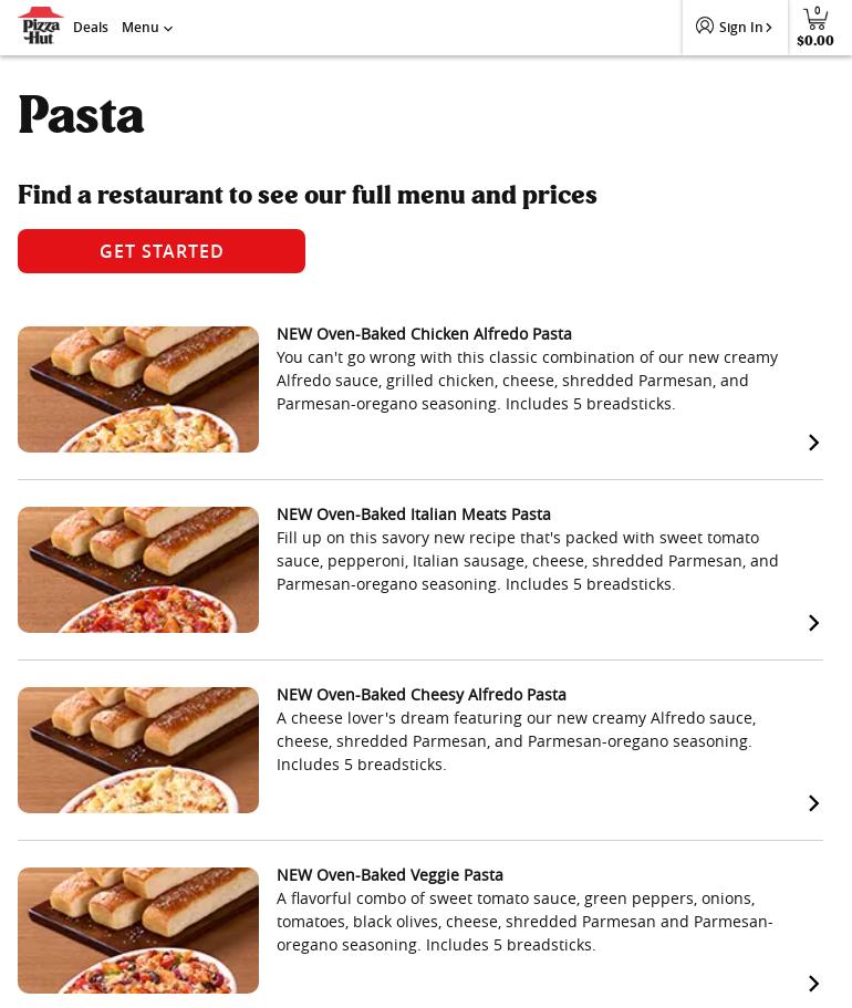 Pizza Hut Menu