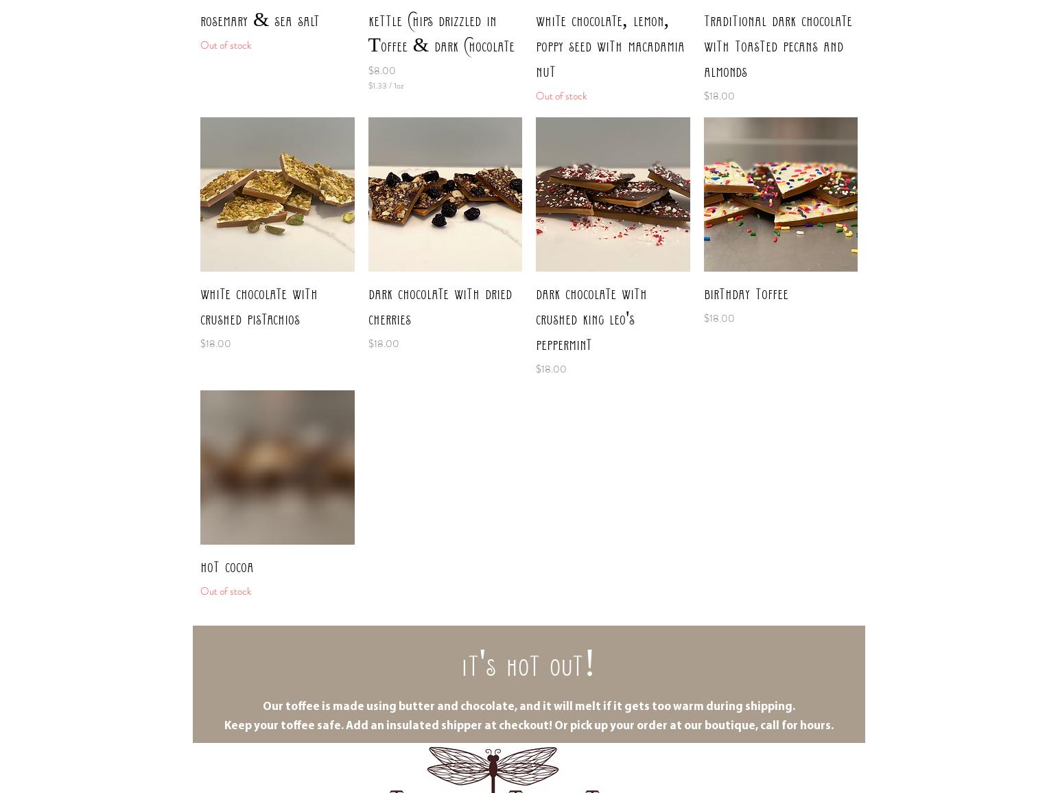 Toffee Traditions LLC Menu