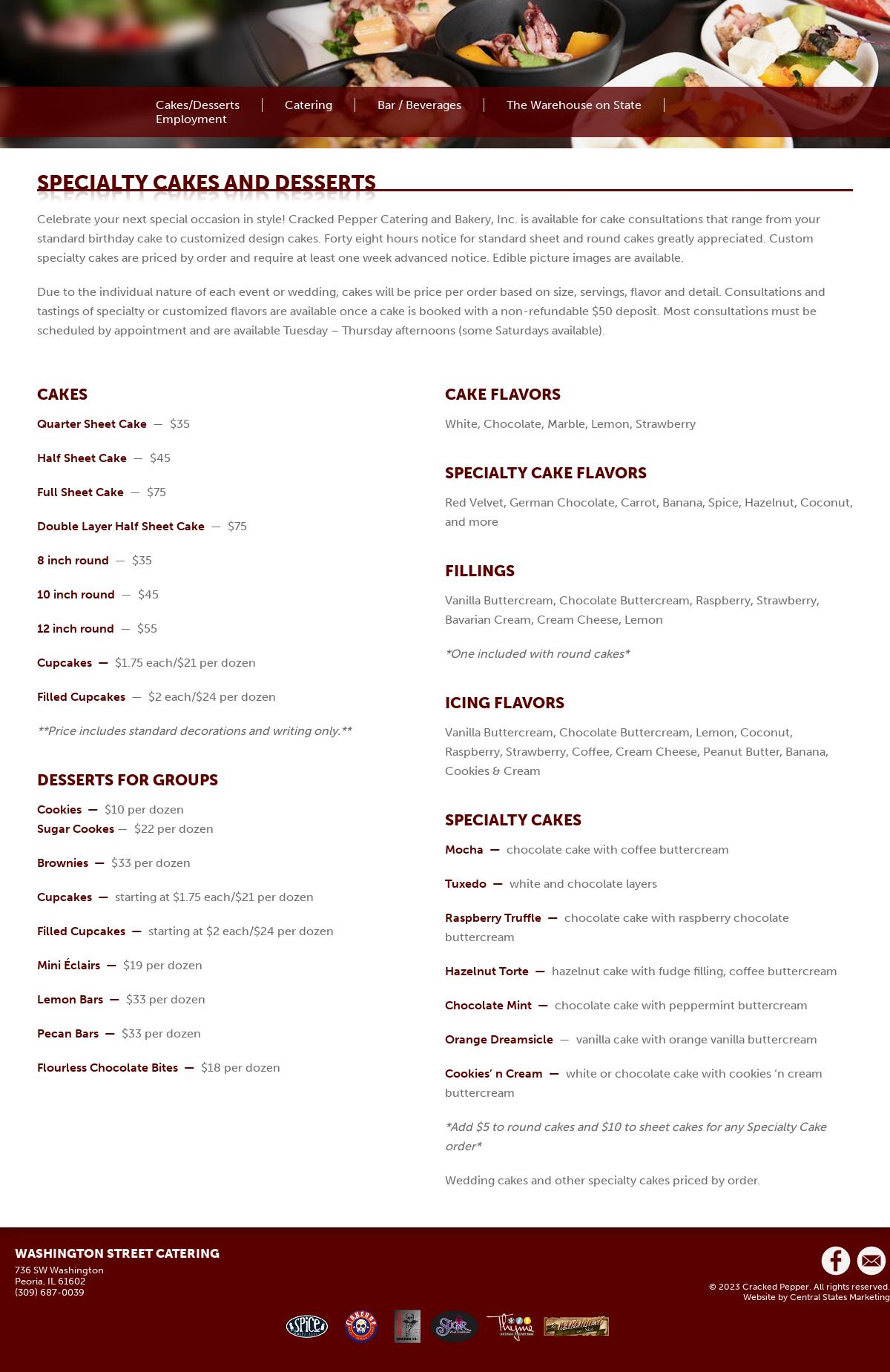 Cracked Pepper Catering & Bakery Menu