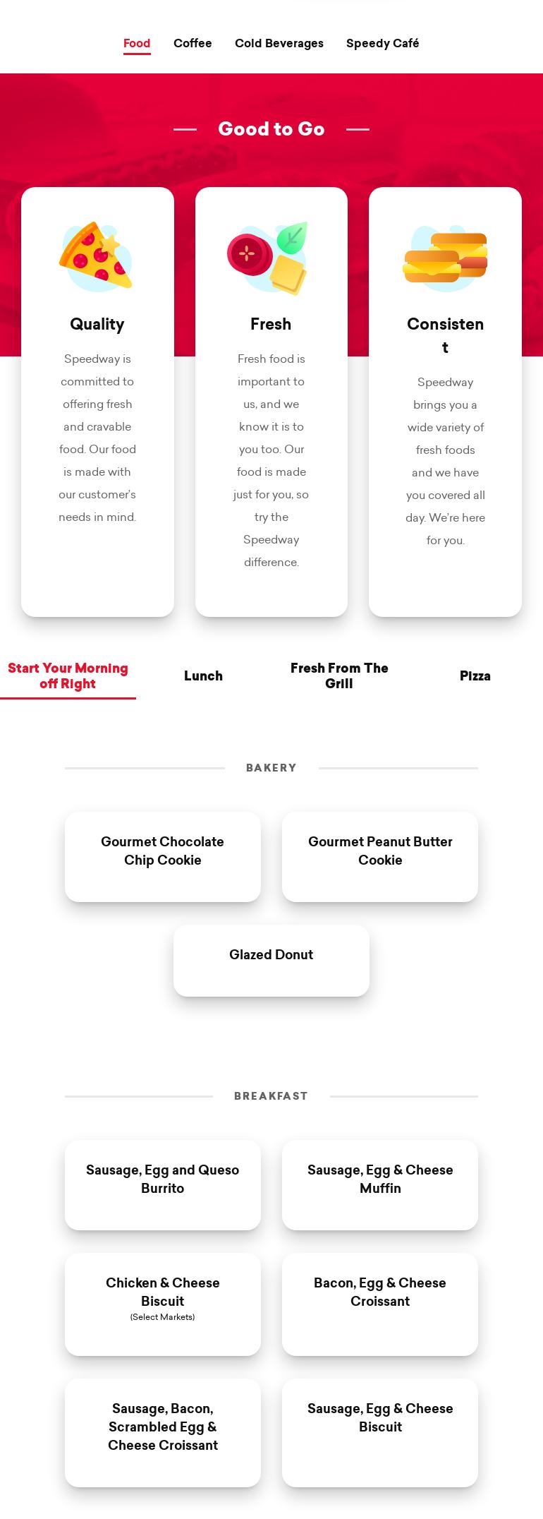 Speedway Menu