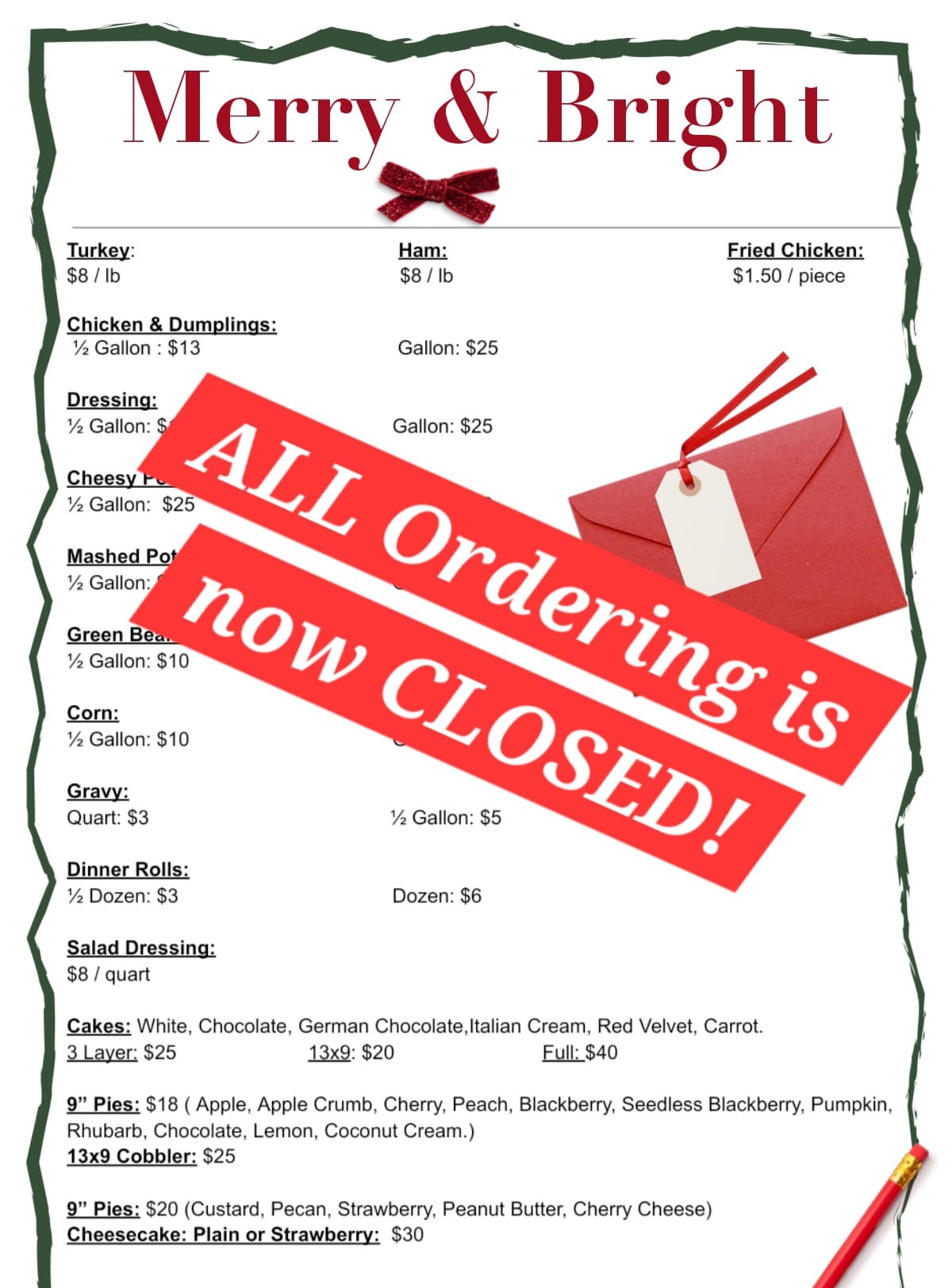 Kittens Catering Menu