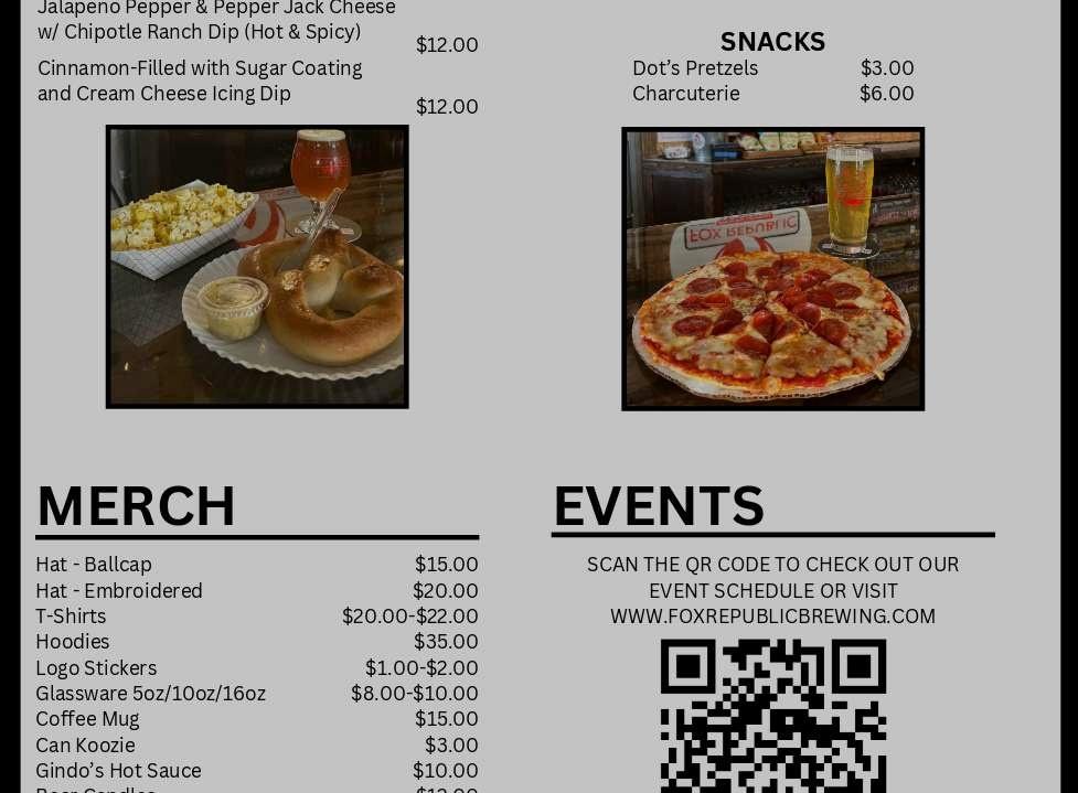 Fox Republic Brewing Co. Menu