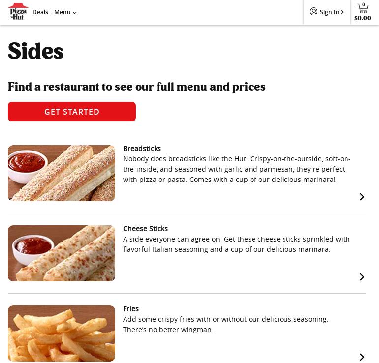 Pizza Hut Menu