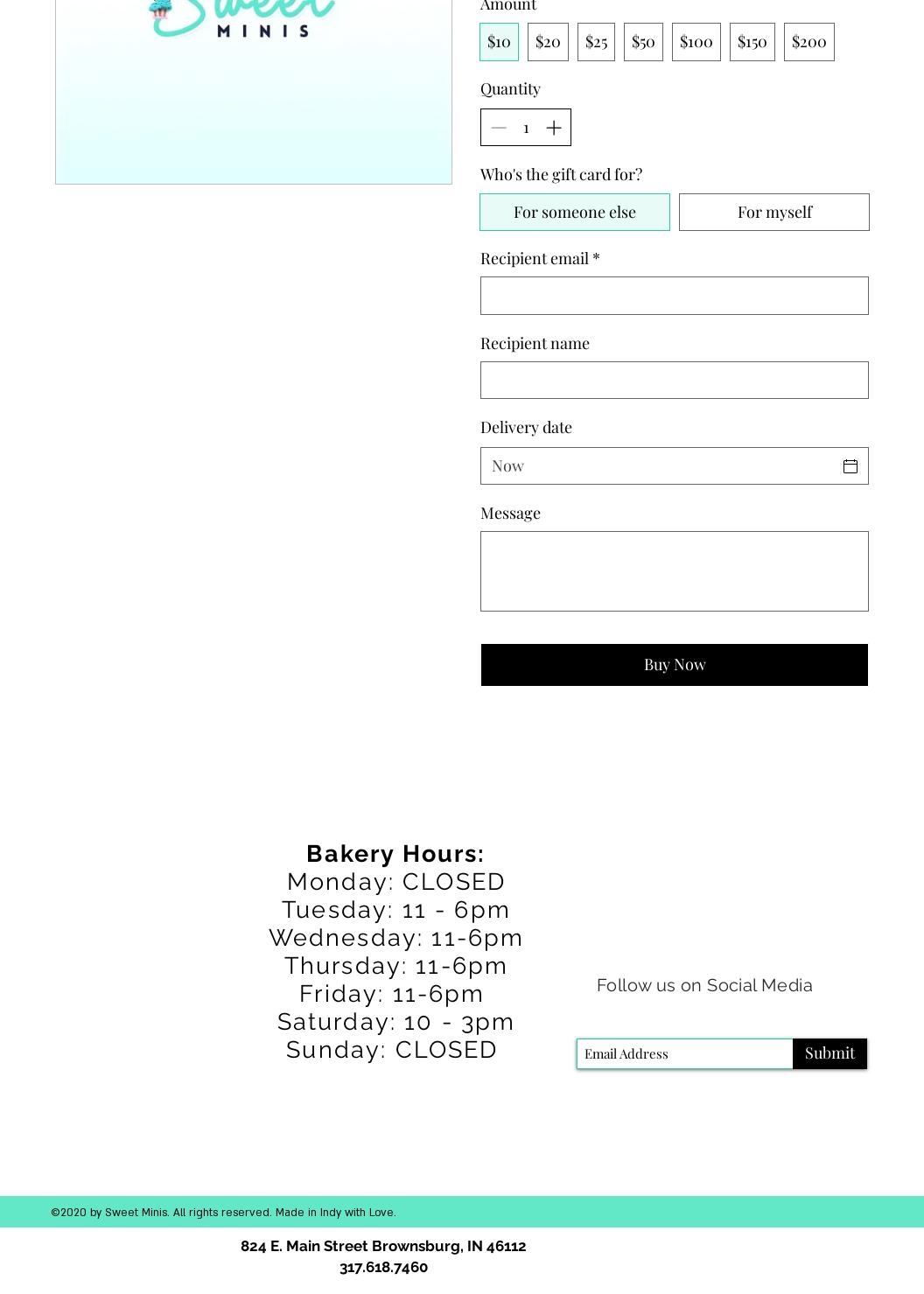 Sweet Minis Cakes & Bakes Menu