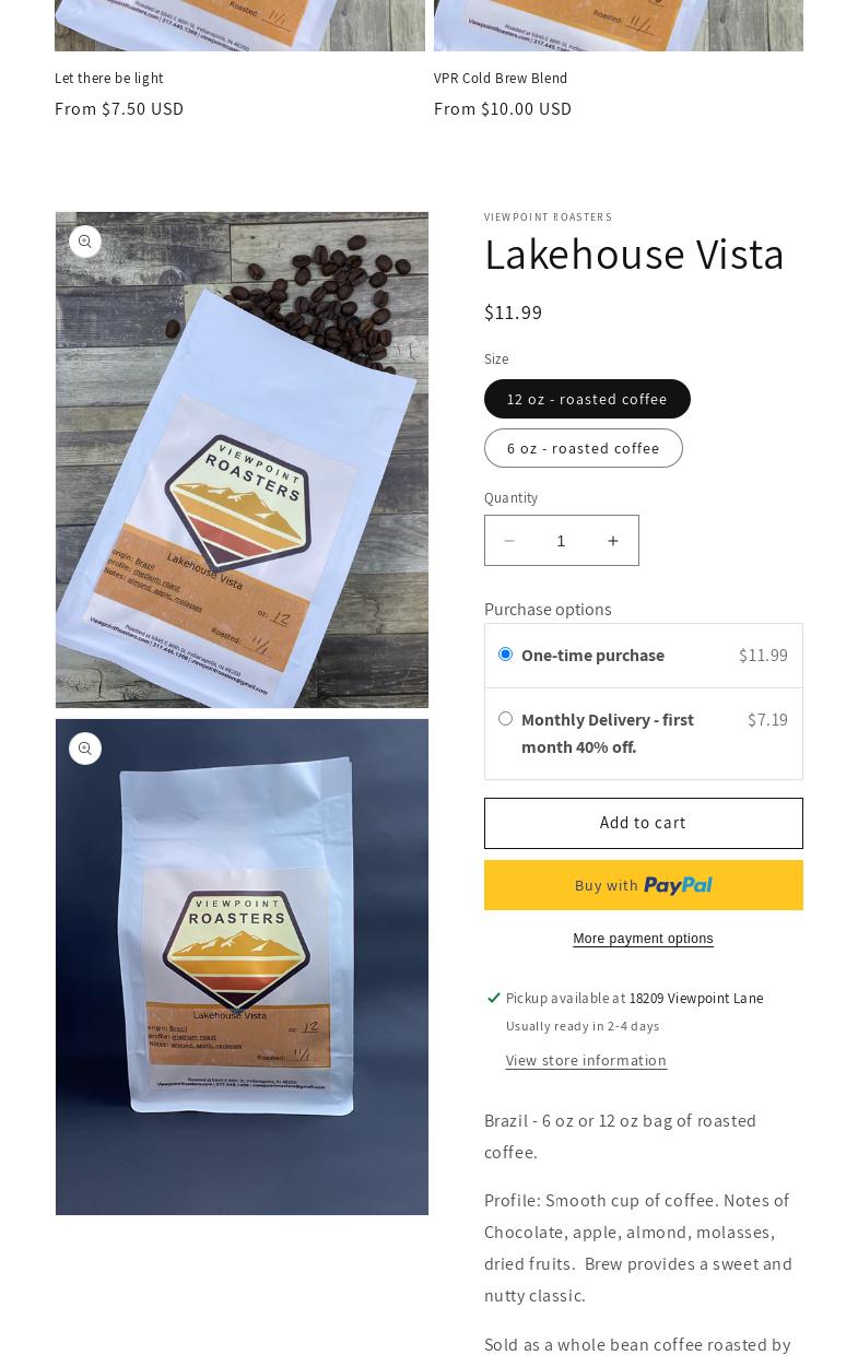 Viewpoint Roasters Menu